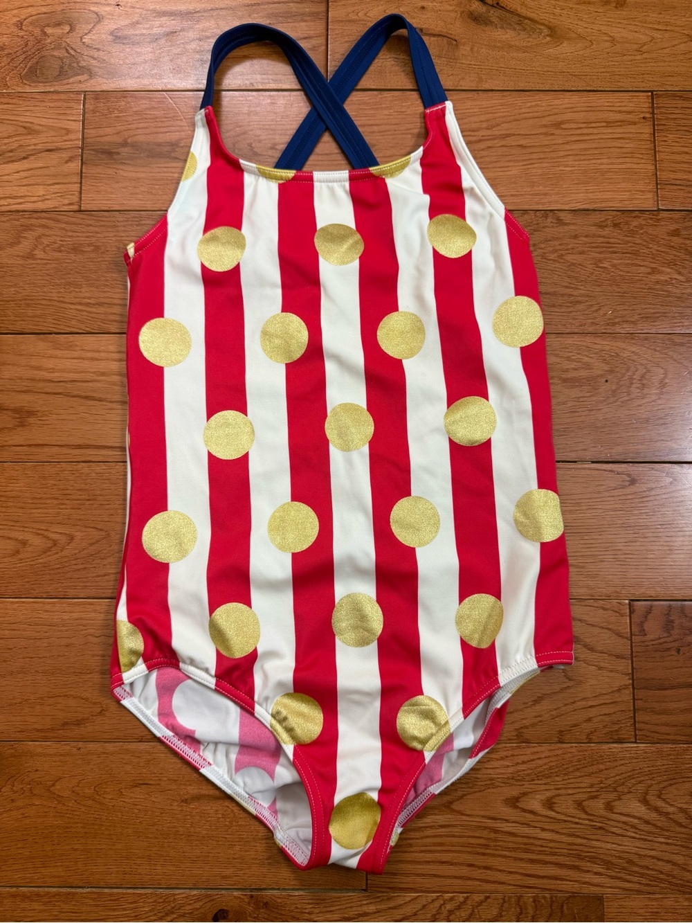 Mini Boden Cross Back One Piece Striped Swimsuit